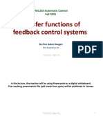 Transfer Function Models of Feedback Control Systems - FM1220 - 2021