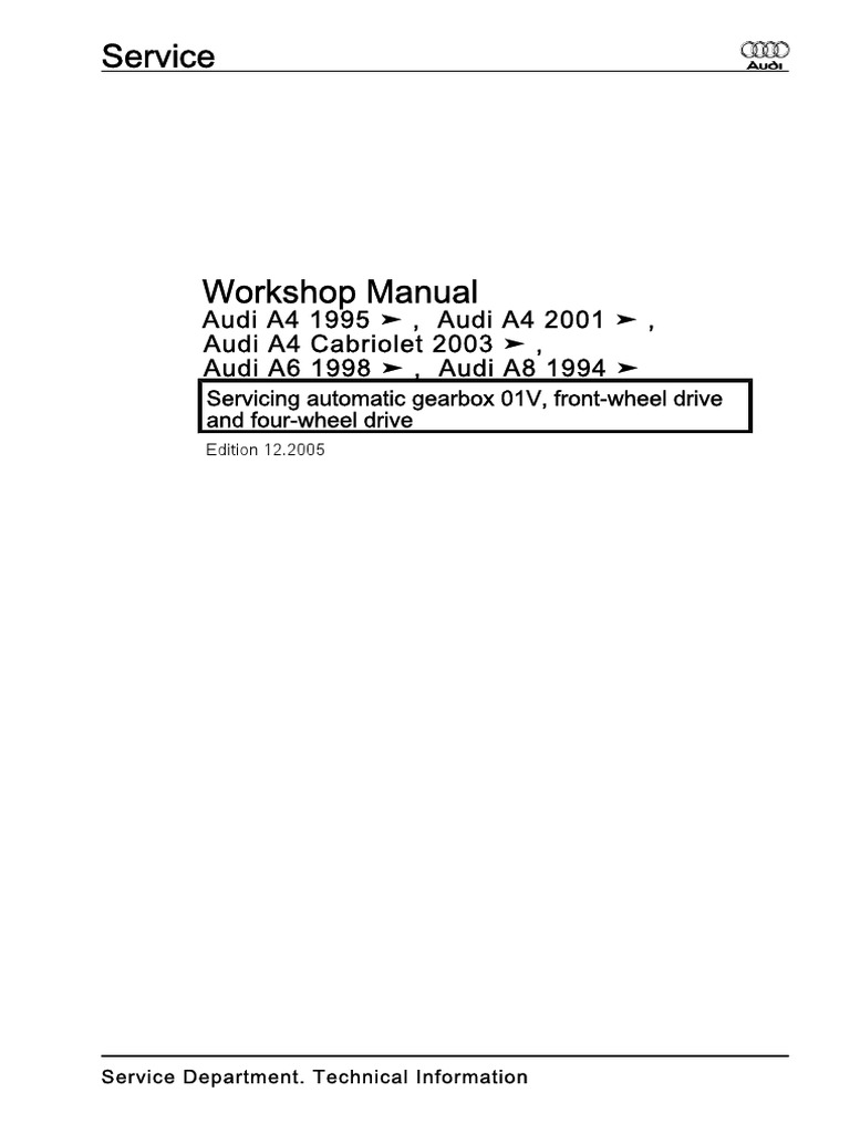 Servicing Automatic Gearbox 01v Eng PDF Transmission (Mechanics