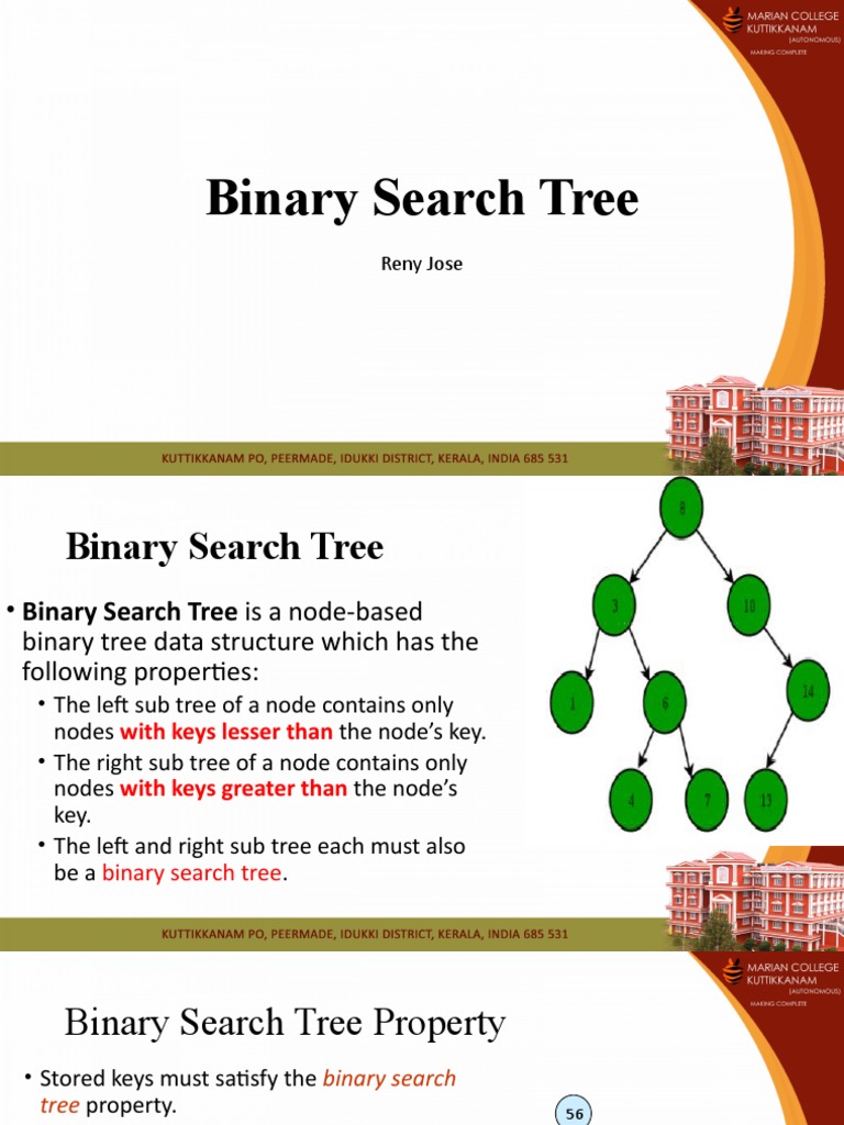 Binary Search Tree: Reny Jose | PDF | Applied Mathematics | Computer ...