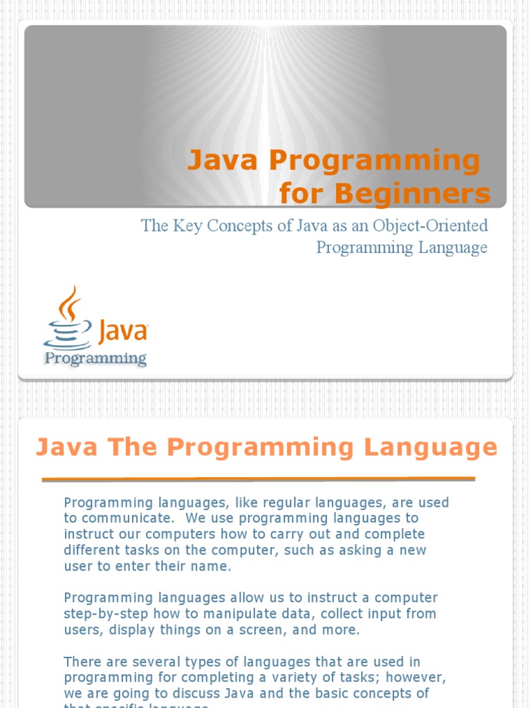 Java Programming For Beginners: The Key Concepts of Java As An Object ...