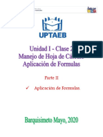 UNIDAD I- CLASE 2 - MANEJO DE HOJA DE CALCULO APLICACION DE FORMULAS