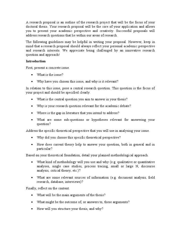 Research proposal guidelines pdf