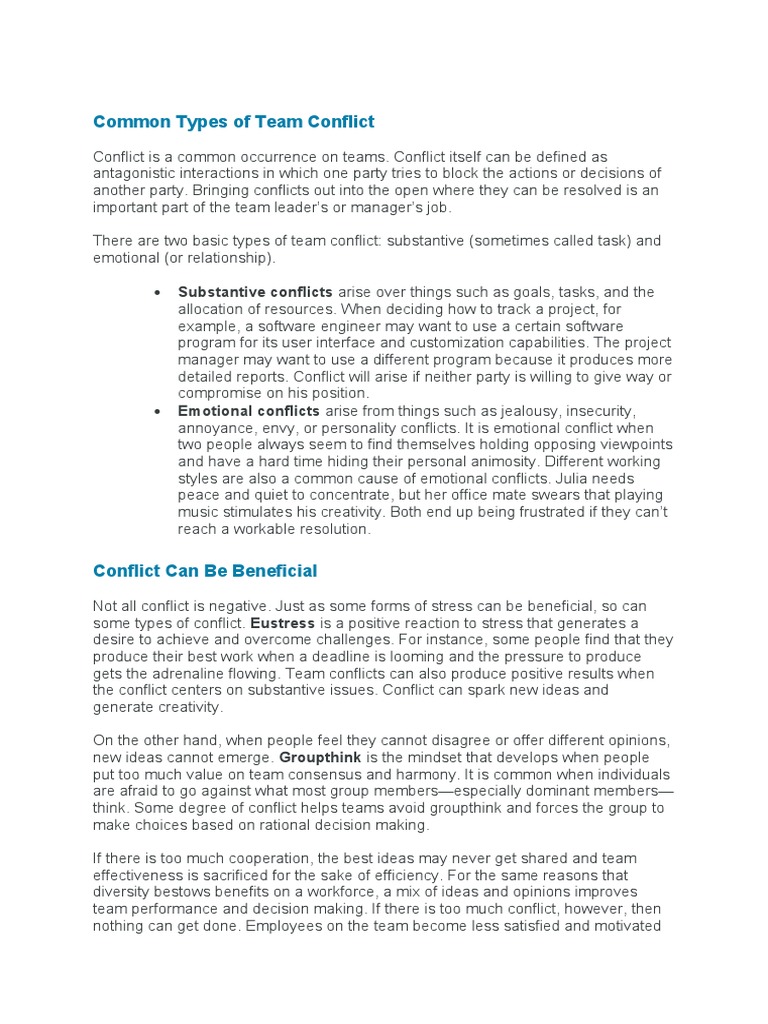 Types of Team Conflict Explained | PDF | Mediation | Negotiation