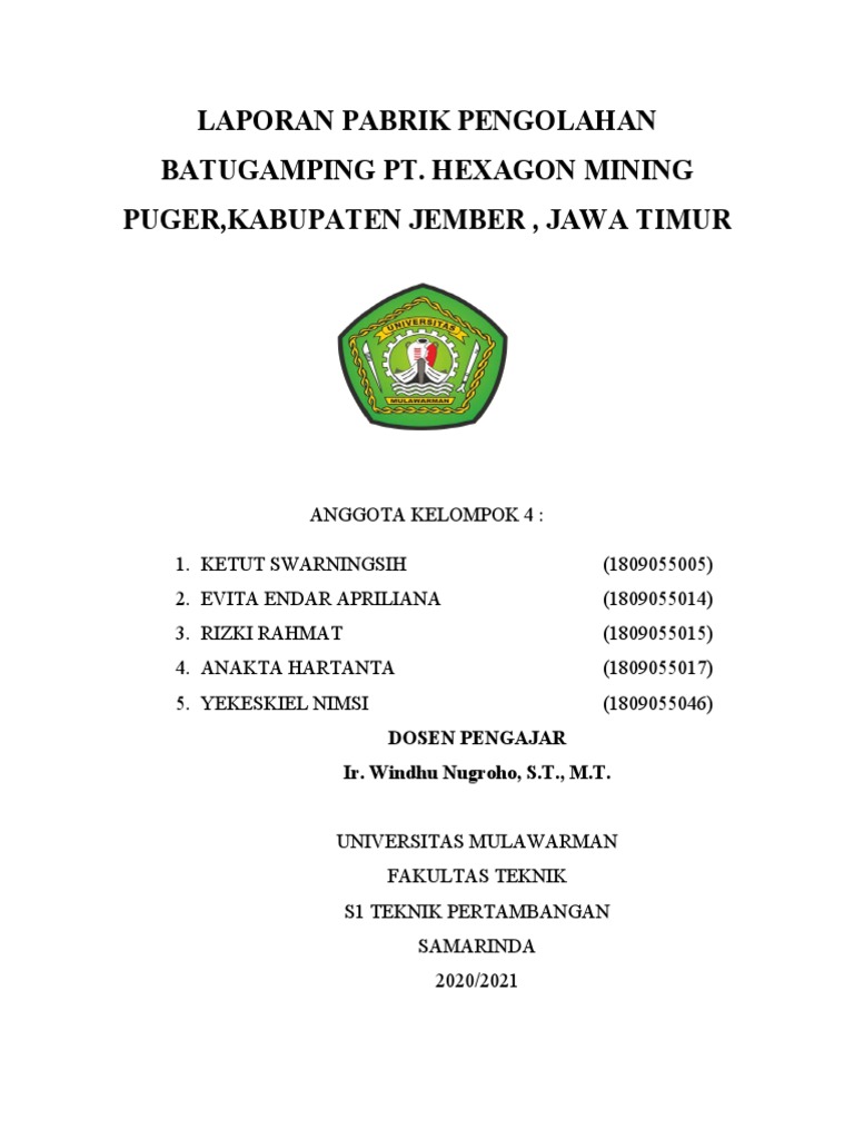 Rancangan Pabrik Pengolahan Batugamping | PDF | Sains & Matematika
