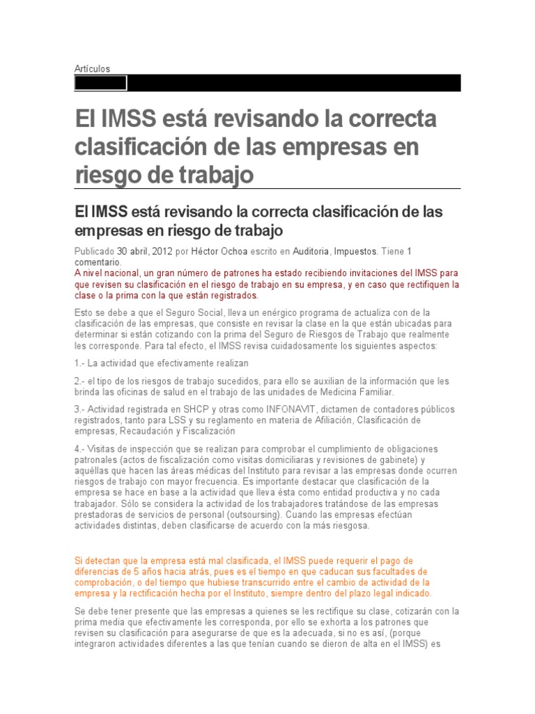 El IMSS Está Revisando La Correcta