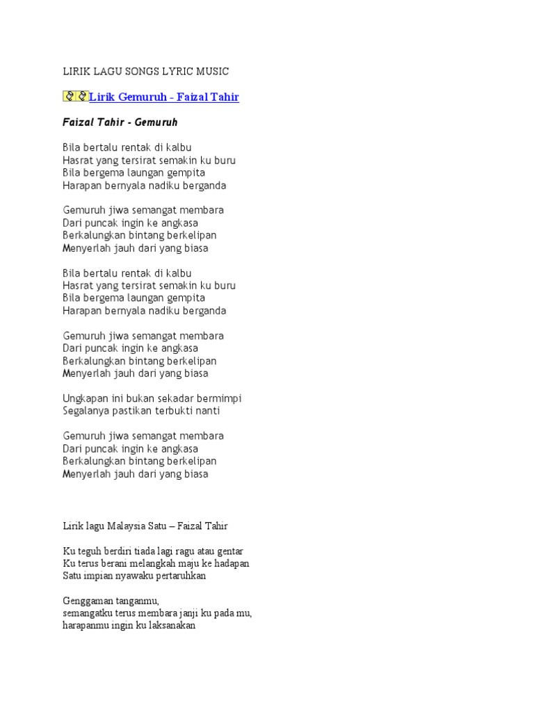 Lirik Lagu Songs Lyric Music