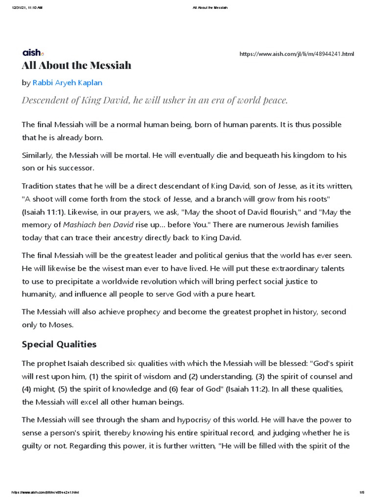 All About The Messiah | PDF | Korban | Prophet