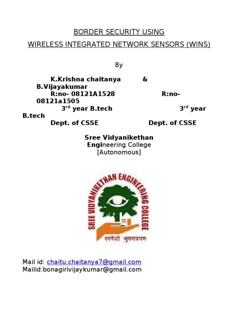 Border Security Using Wireless Integrated Network Sensors (Wins) | PDF ...