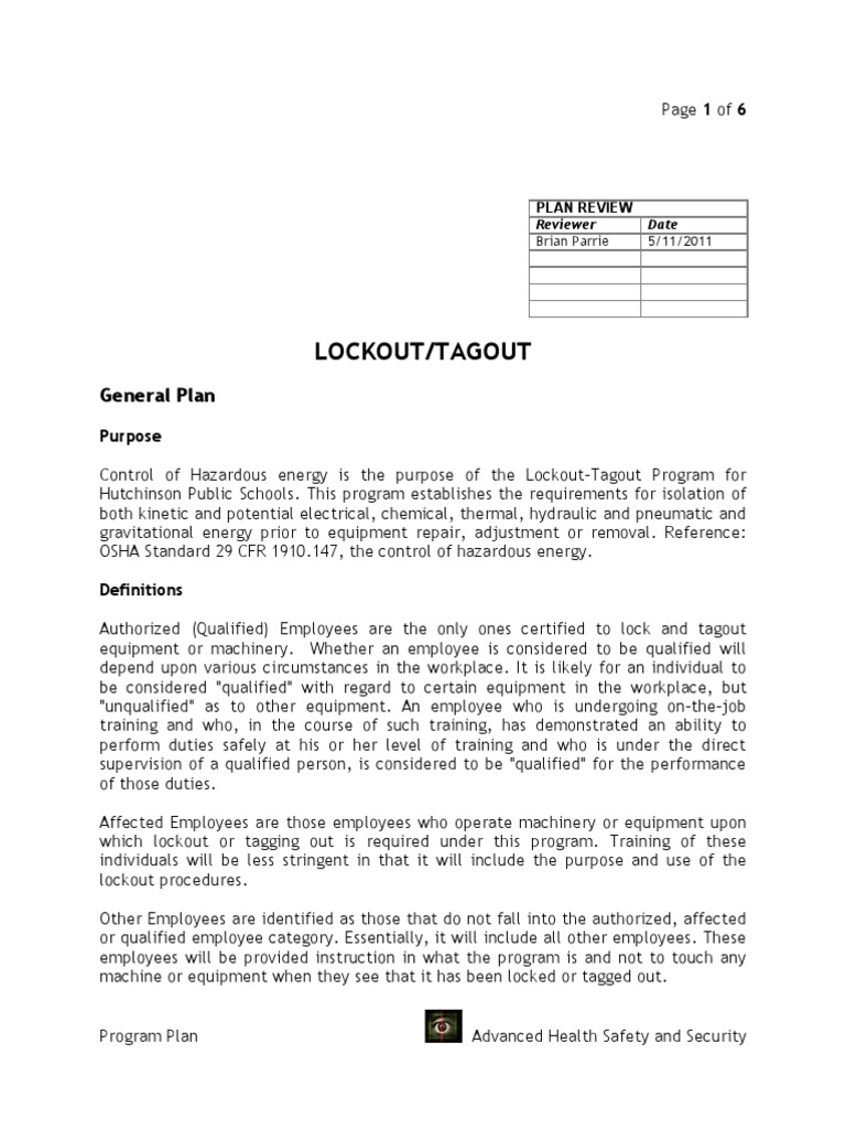 Lockout/Tagout Safety Program Guide | PDF | Technology & Engineering