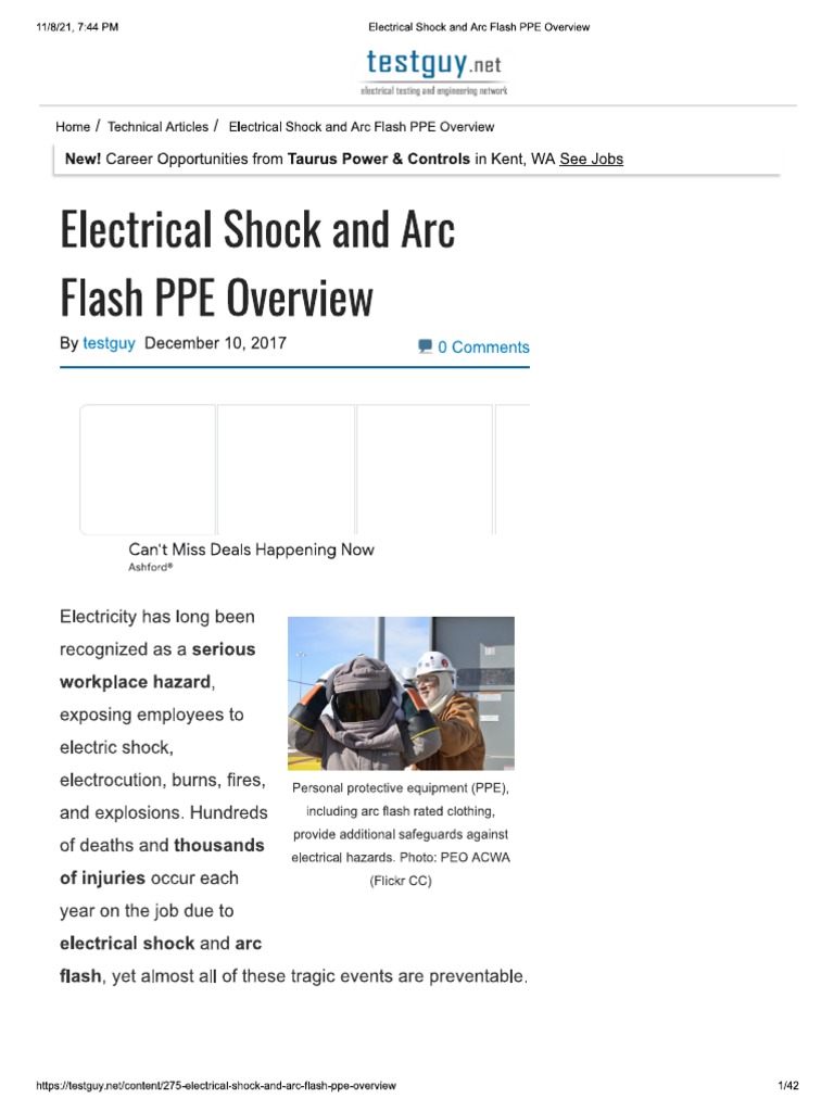 Electrical Shock and Arc Flash PPE Overview | PDF