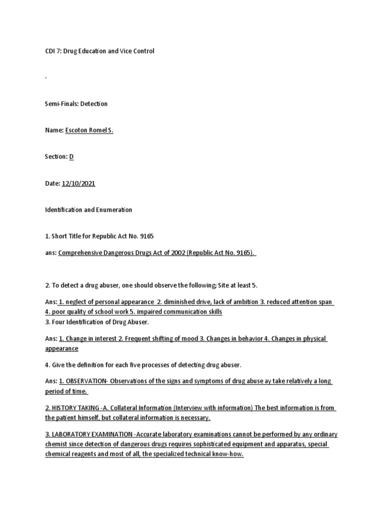 CDI 7 - Drug Edu-WPS Office | PDF | Psychological Evaluation ...