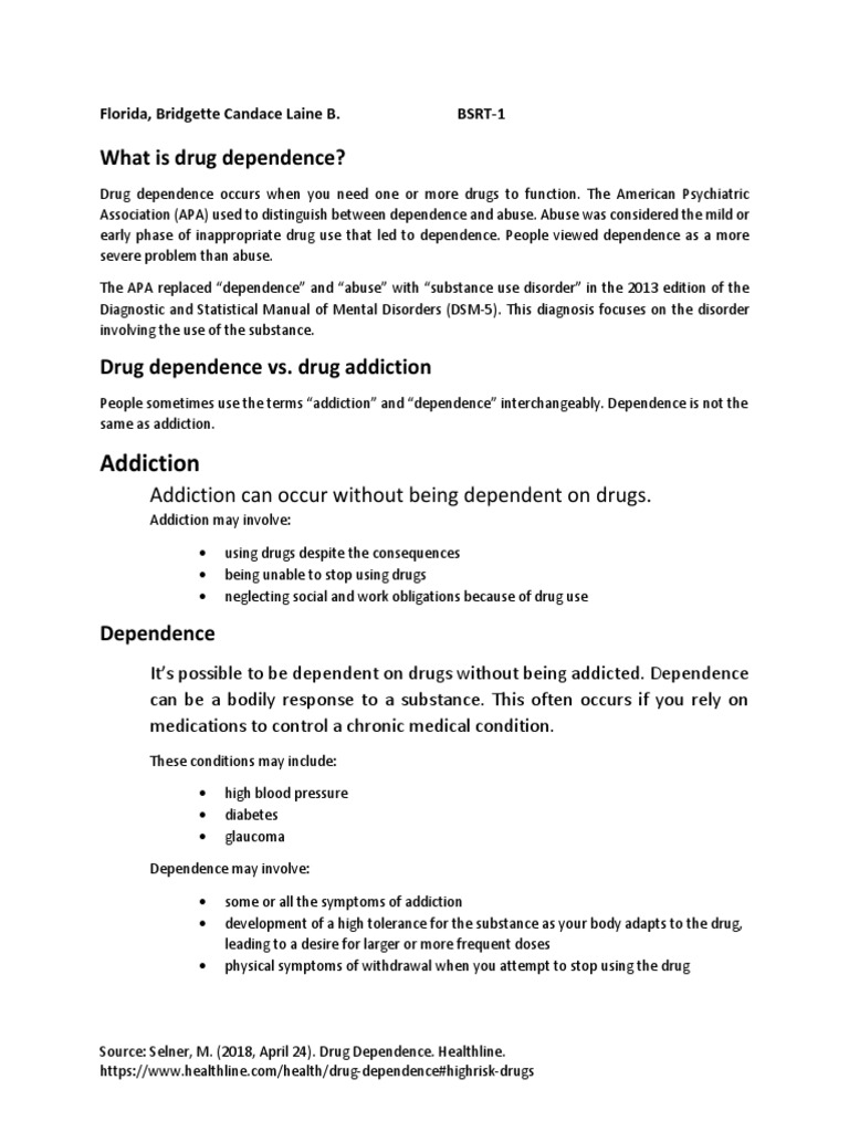 Addiction What Is Drug Dependence? PDF Substance Abuse Substance