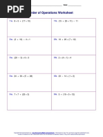 Order of Operations Worksheet: Name: - Date