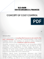 Concept of Cost Control Cost Modeling