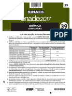2017 - Prova de Química Licenciatura - ENADE