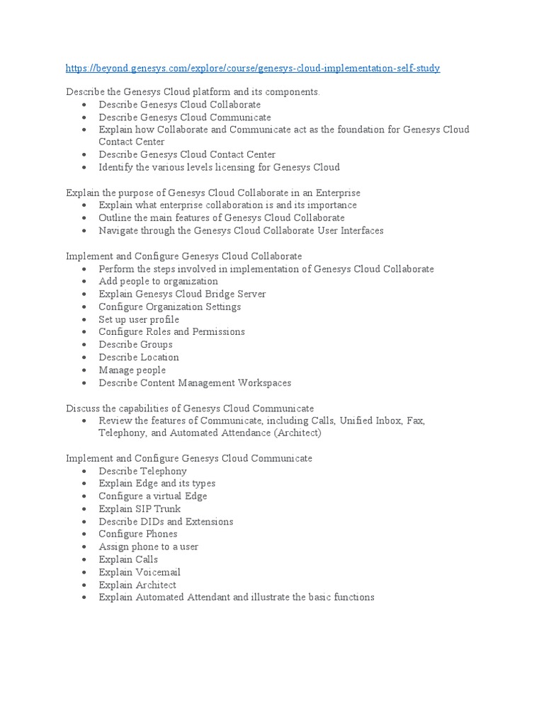 Genesys Cloud Implementation Training Guide | PDF | Call Centre | Cloud ...