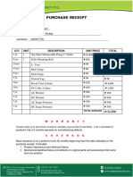 Purchase Receipt: QTY Unit Description Unit Price Total