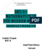 GEC 2-Mathematics in The Modern World: (Module 3 Week 7-9)