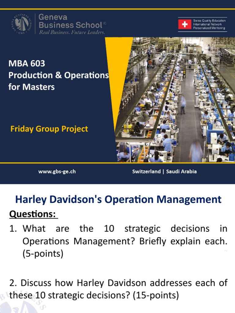 MBA 603 Production & Operations For Masters: Friday Group Project | PDF ...