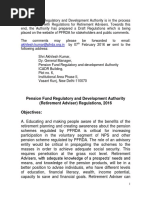 Pension Fund Regulatory and Development Authority (Retirement Adviser) Regulations, 2016 Objectives