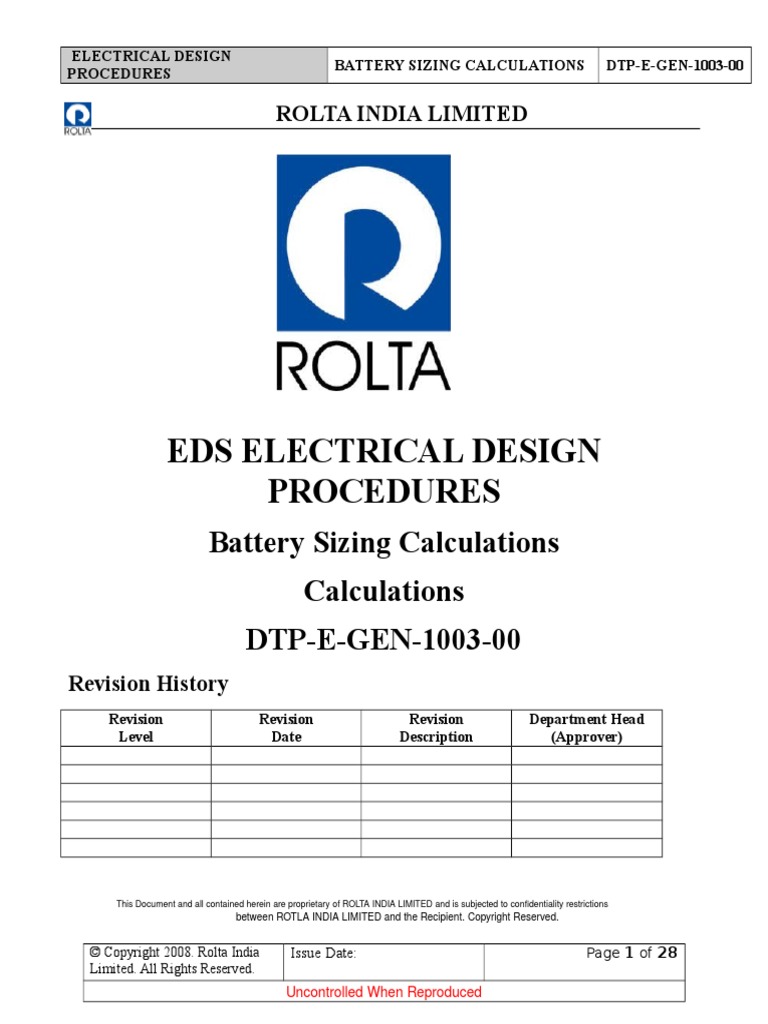 Battery Sizing Calculations PDF Battery Charger Rechargeable Battery