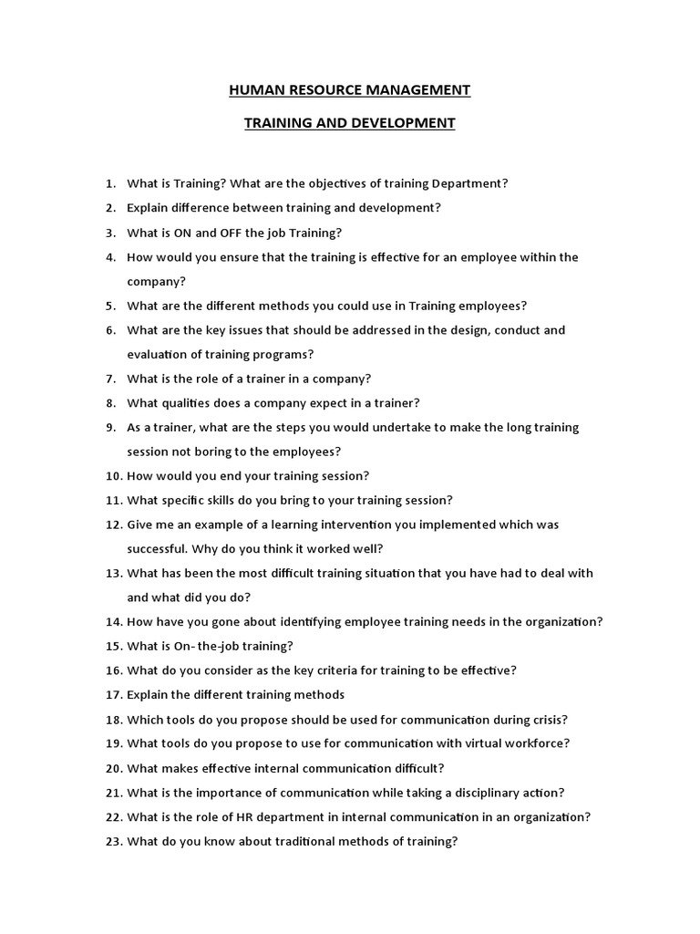 HR Interview Questions PDF Payroll Employment