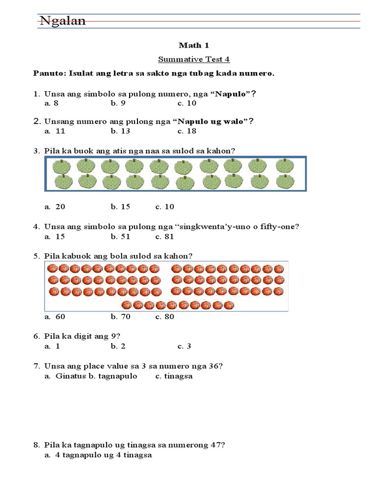 Math q1 Summative Test 3 | PDF