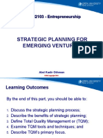 Strategic Planning For Emerging Ventures: OUMM2103 - Entrepreneurship