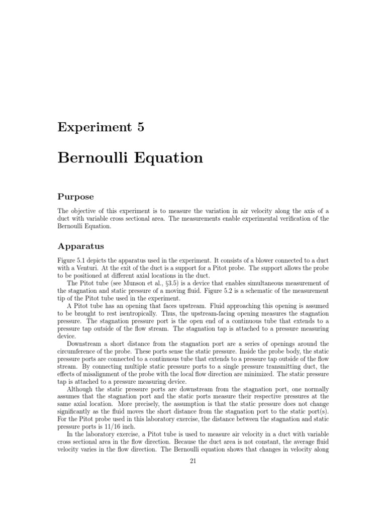 Lab5 Bernoulli | PDF | Pressure | Fluid Dynamics