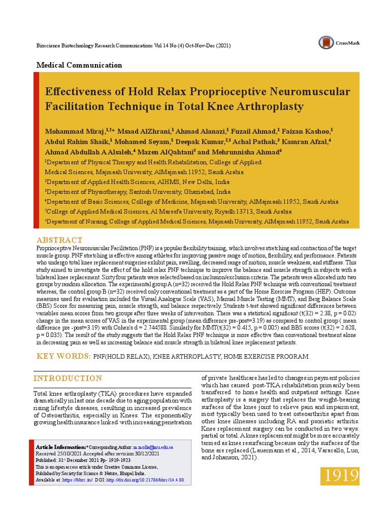 BBRC Vol 14 No 04 2021-80 | PDF | Physical Therapy | Muscle