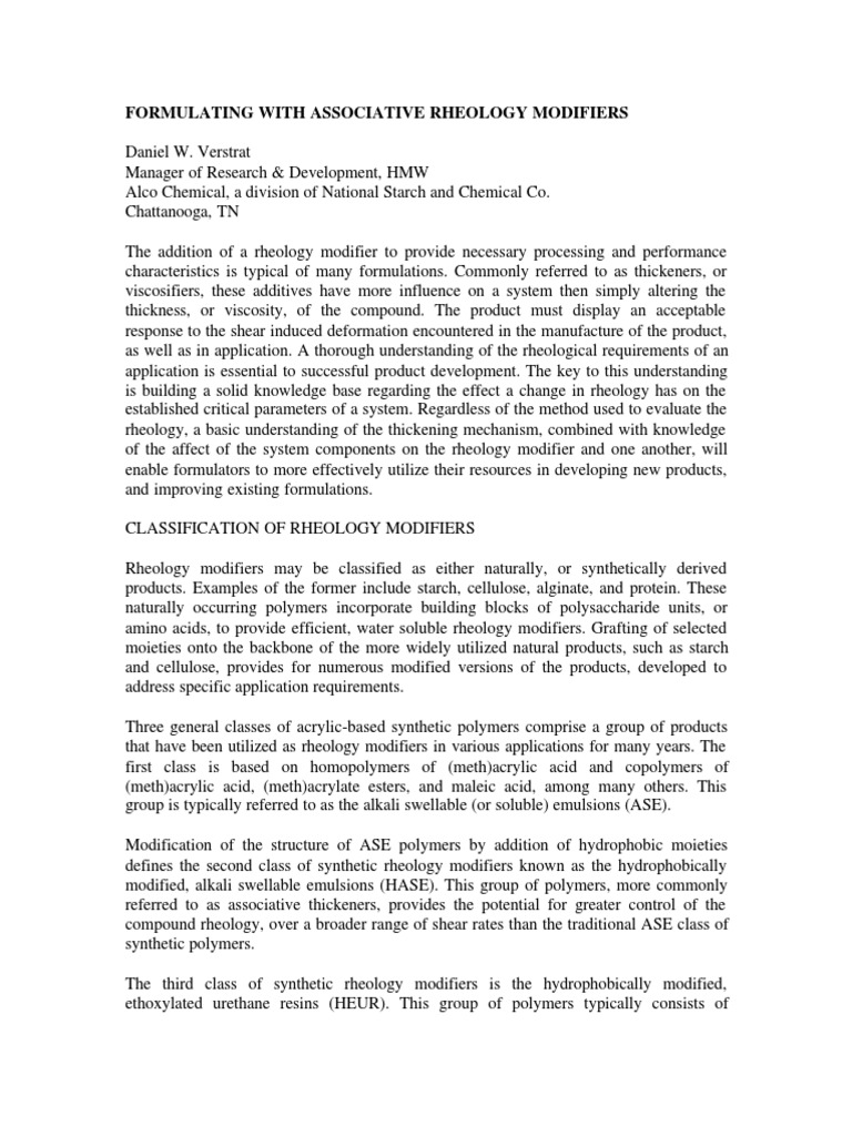 Classification of Rheology Modifiers | PDF | Rheology | Surfactant