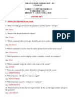 STD - IV (LESSON - 7) Worksheet - 2 ANSWER KEY