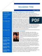 Newsletter Title: Creating An Effective E-Mail Newsletter