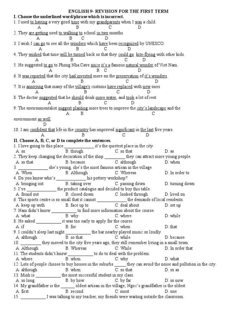 English 9 Term 1 Revision Guide | PDF