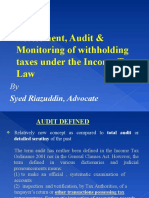 Audit Assessments and Monitoring of Withholding Taxes by Syed Riazuddin Advocate