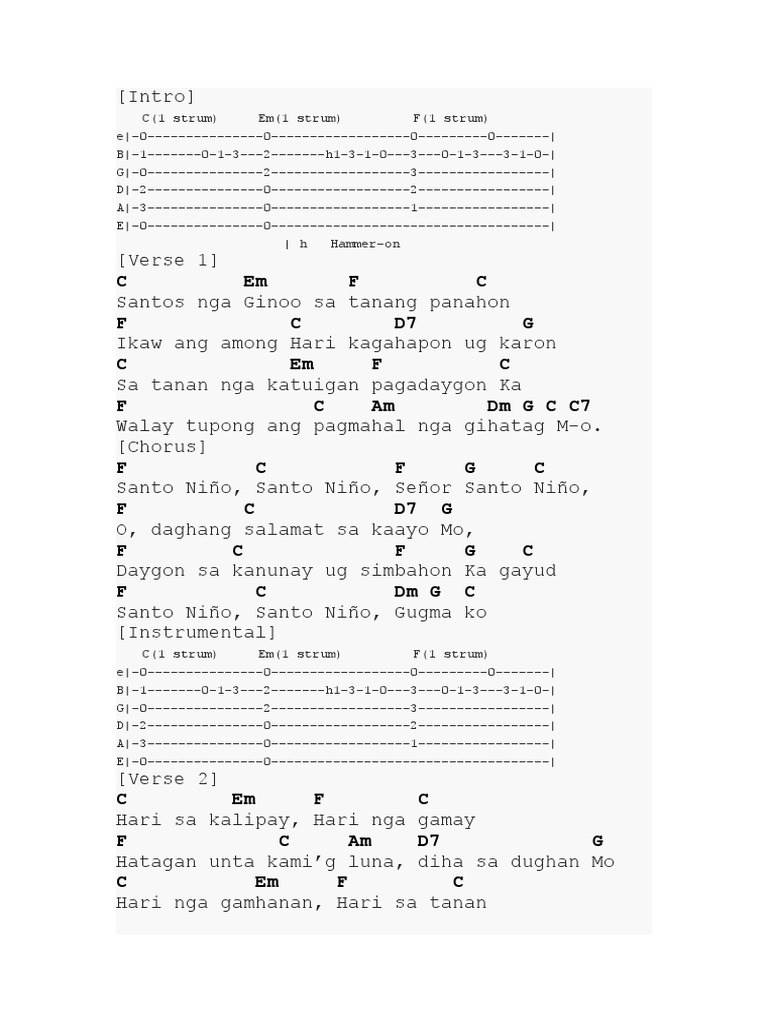 Sto. Nino Gugma Ko (Lyrics and Chords) | PDF