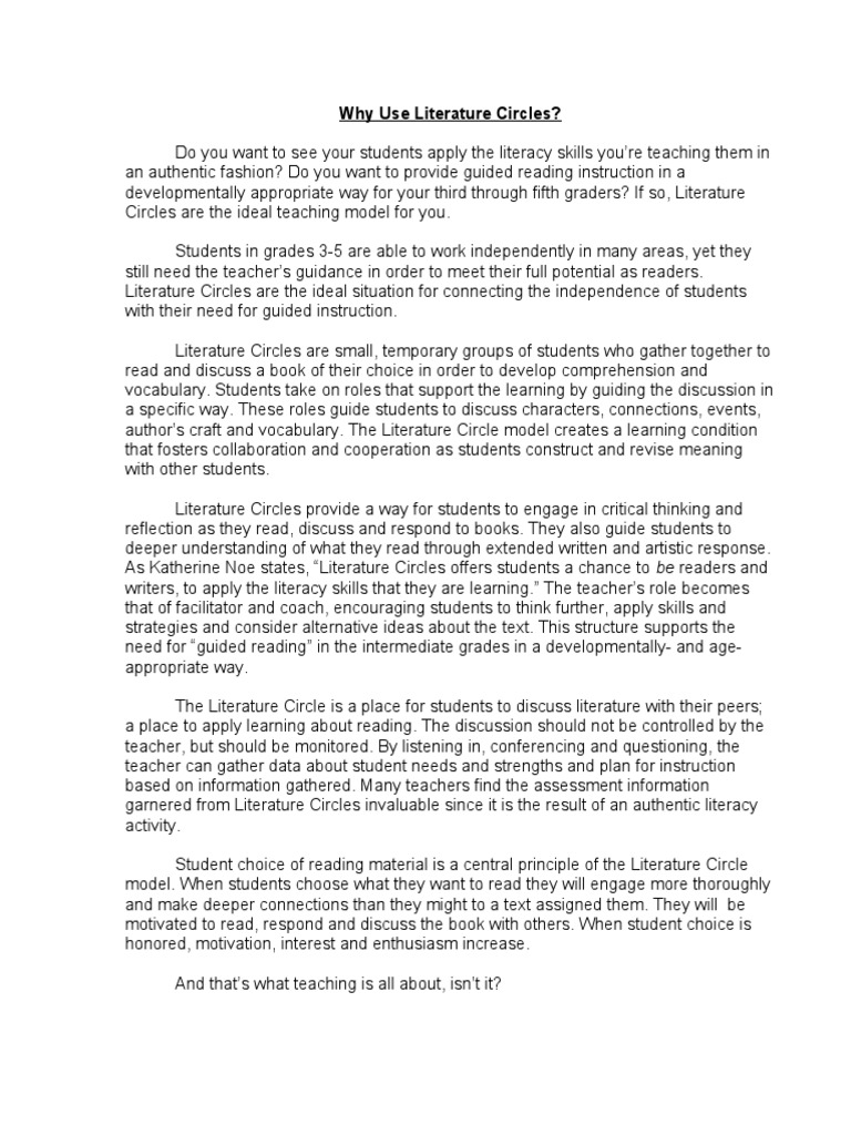 Why Use Literature Circles Descargar gratis PDF Reading
