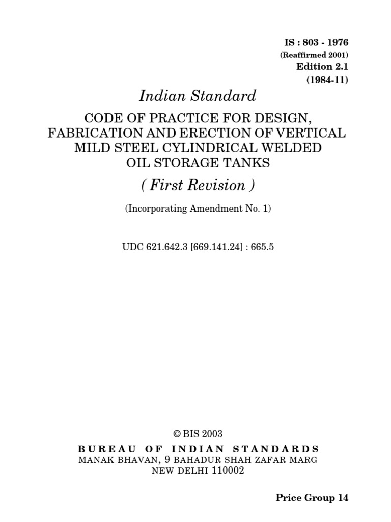 IS803 - Code of Practice For Design Fabrication and Erection of ...