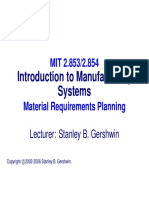 Introduction To Manufacturing Systems: Lecturer: Stanley B. Gershwin