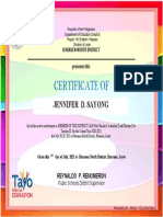 Certificate of Appreciation: Jennifer D. Sayong