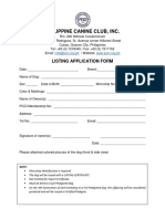 Philippine Canine Club, Inc.: Listing Application Form