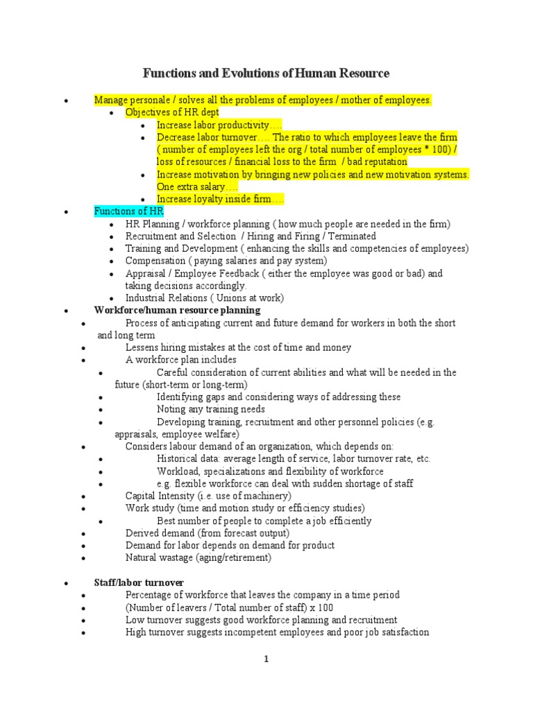 Human Resource Functions and Planning | PDF | Performance Appraisal ...