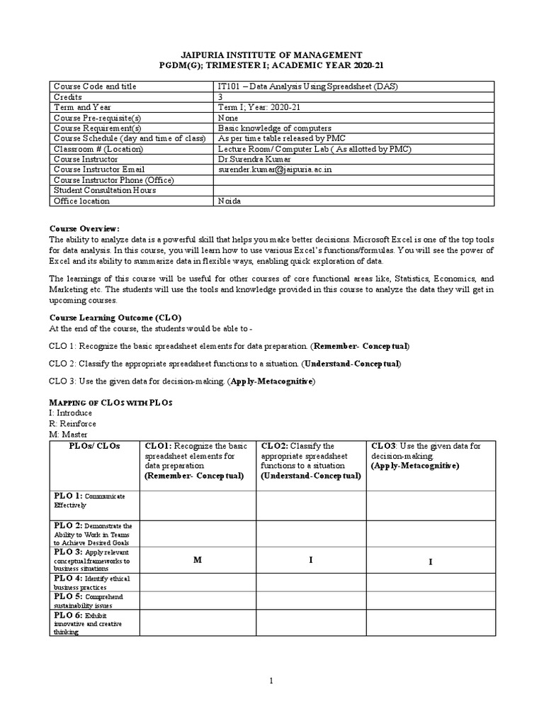 DAS - Y20-21 T1 - G Section - B | PDF | Test (Assessment) | Spreadsheet