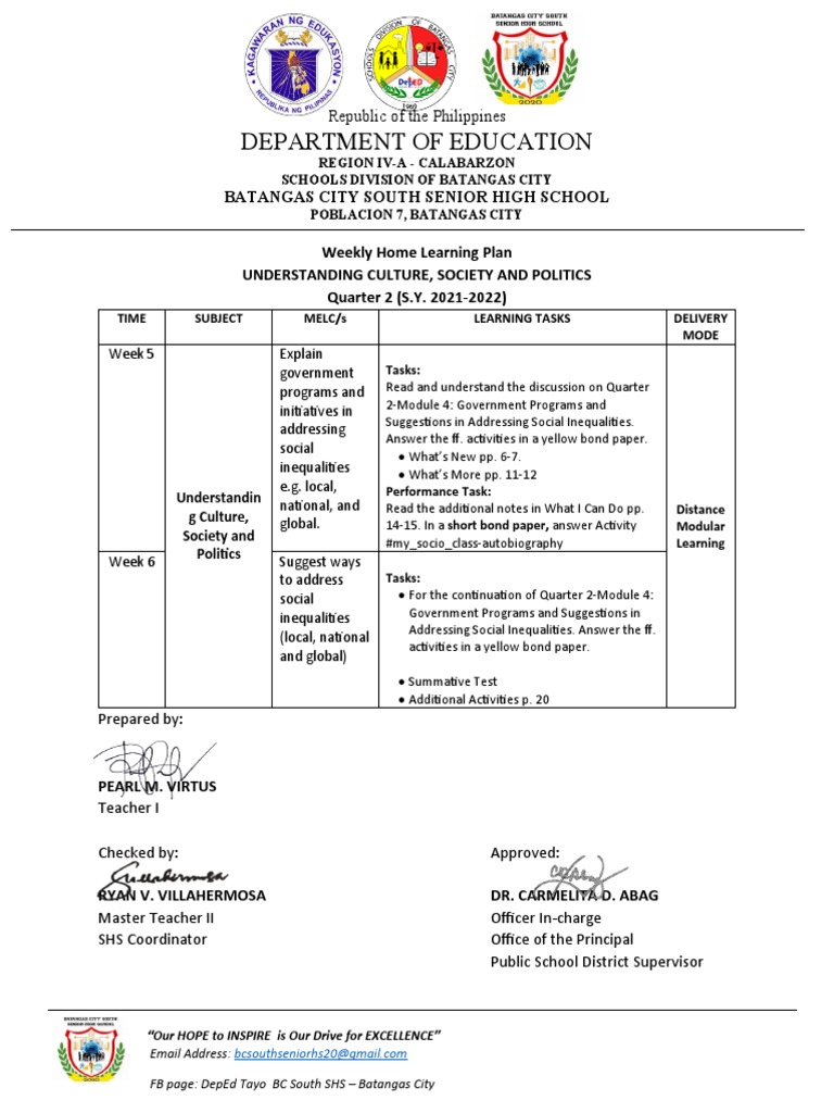 Department of Education Batangas City South Senior High School PDF Communication