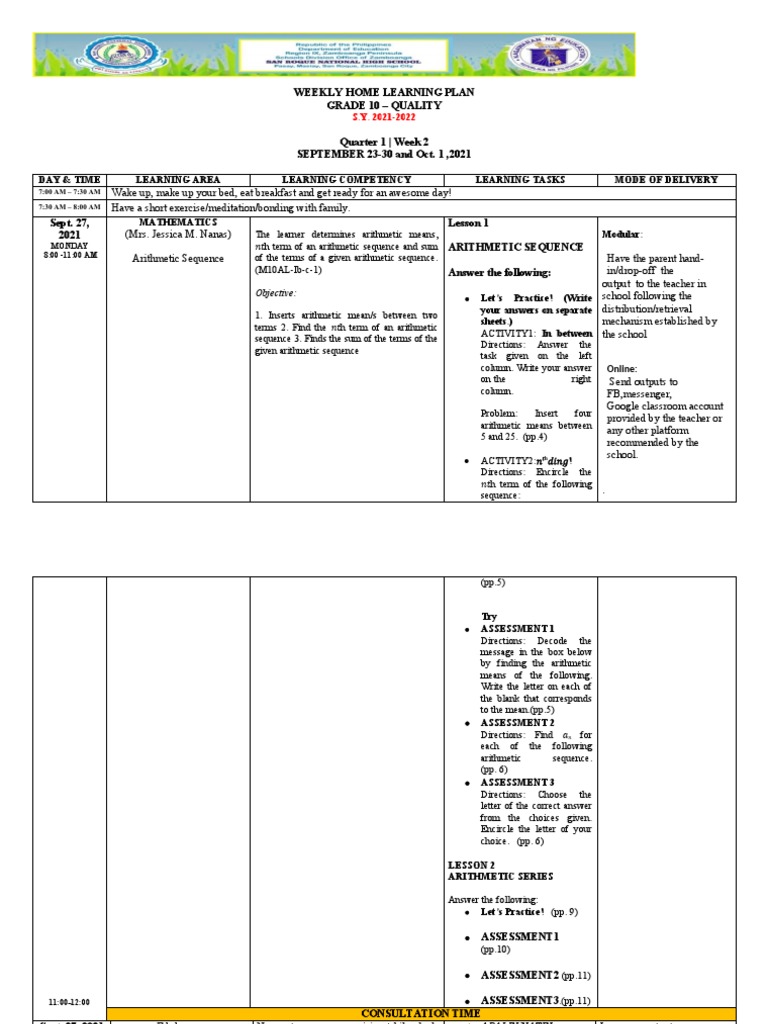Grade 10 Weekly Home Learning Plan | PDF | Health Care | Earthquakes