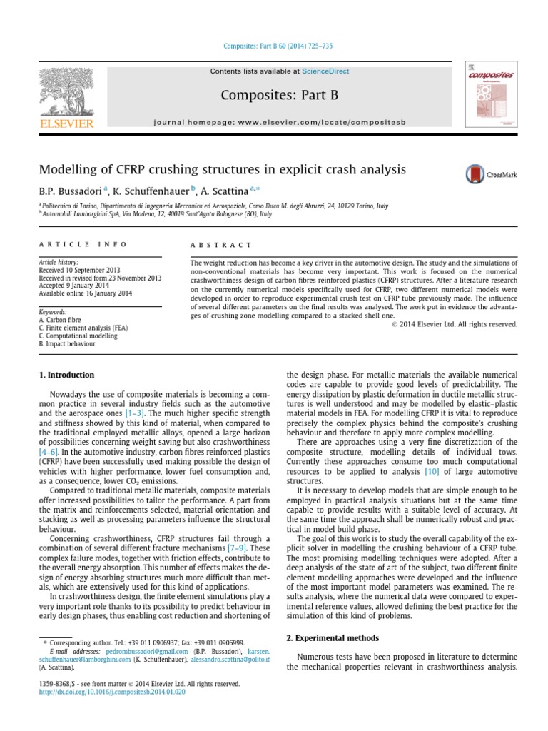 Modelling of CFRP Crushing Structures in Explicit Crash Analysis | PDF ...