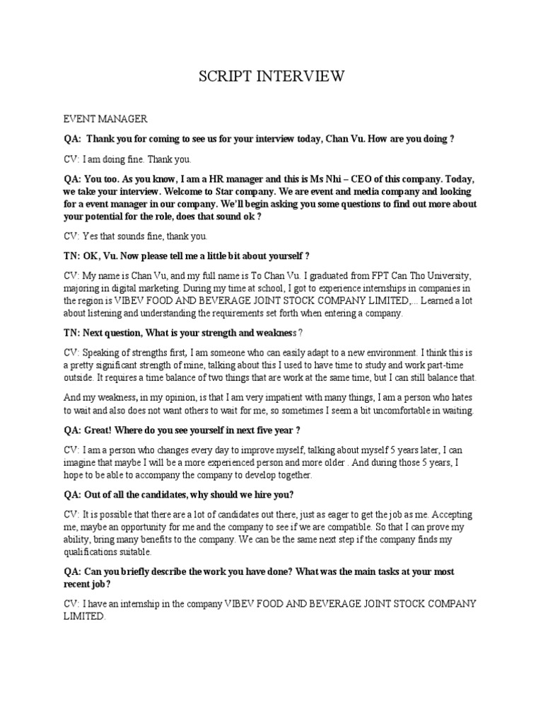 Script Interview | PDF | Salary | Employment