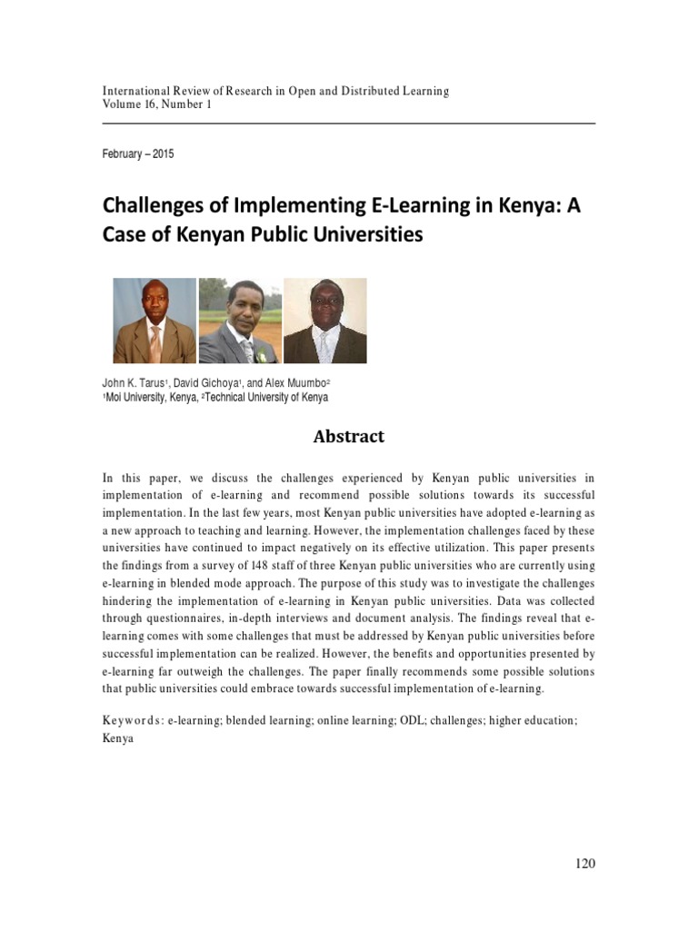 Challenges of Implementing ELearning in Kenya A Case of Kenyan Public
