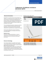 Operating Limits and Tolerances of Platinum Resistance Thermometers Per DIN EN IEC 60751