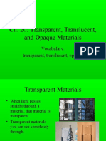 Light Transparent Translucent and Opaque Materials